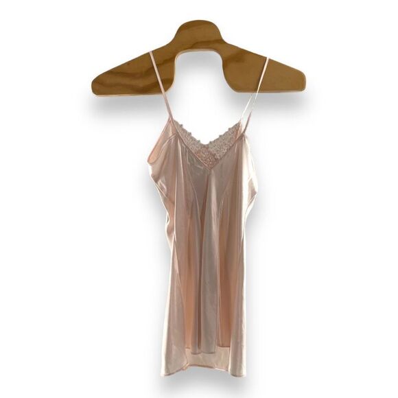 Vintage Intimo Amore Women's Sleeveless Lace Slip Dress Cami Pink Size Small - Picture 2 of 4